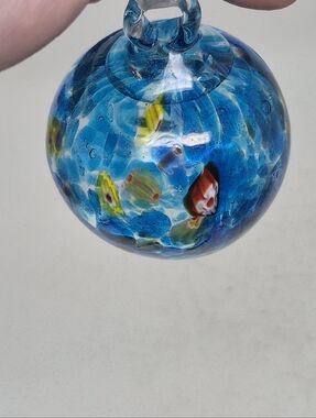 Hand Blown Art Glass Orb With Milifori